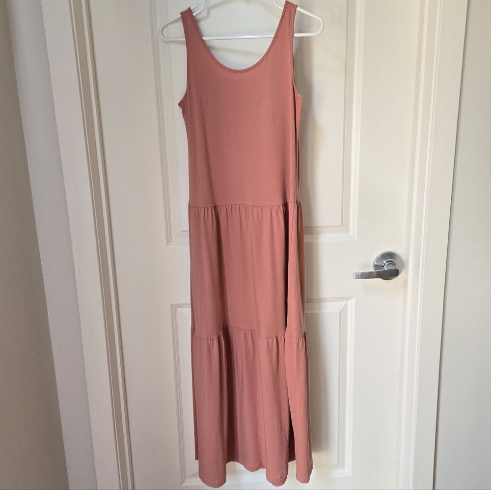 H&M Pale Pink Sleeveless Tiered Maxi Dress Sz S